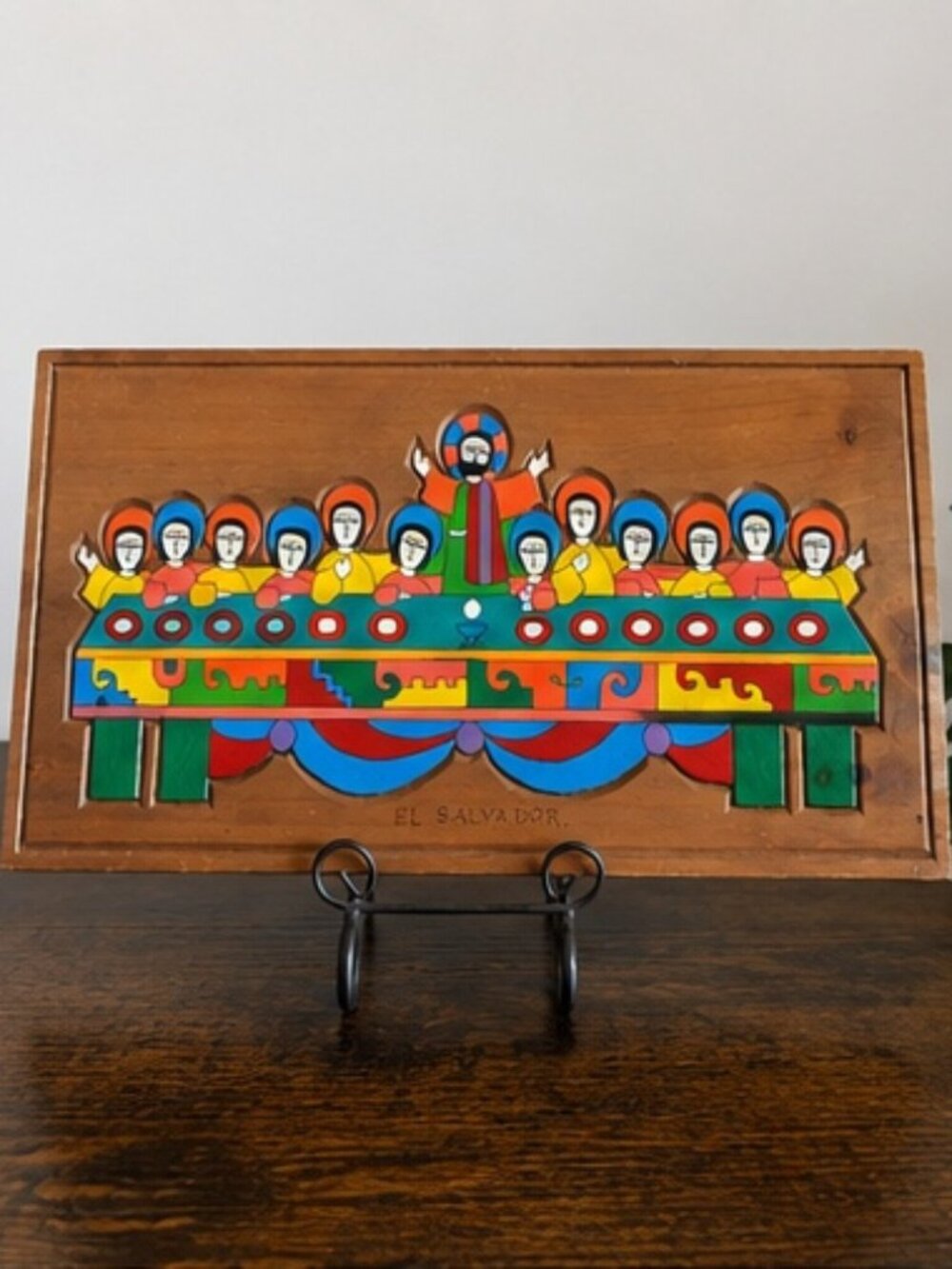 Vintage El Salvador Last Supper Folk Art | La Palma Wooden Wall Plaque